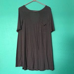 Maroon/White Striped T-Shirt Dress